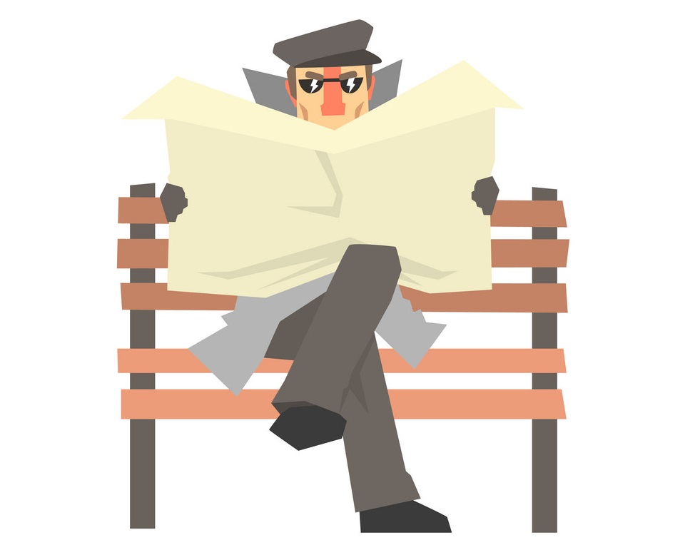 detective-character-sitting-on-a-bench-and-spying-vector-15298463