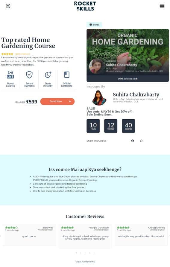 Rocket Skills : Edu-tech Web Design & Development Top rated Home Gardening Course Rocket Skills 1 7